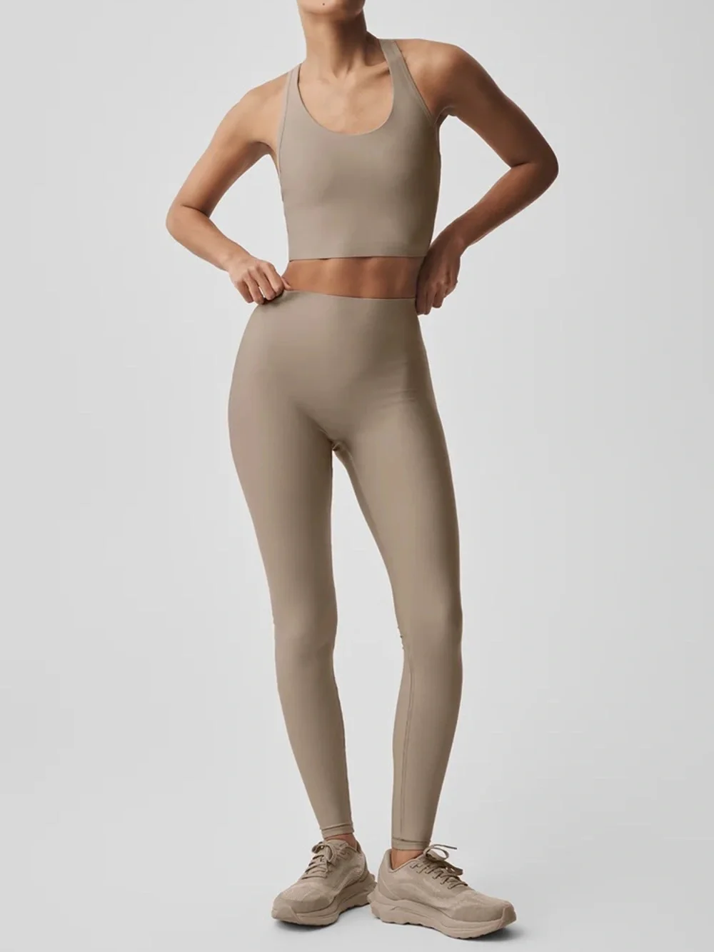 Alo Yoga High-Waist Sleek Legging Size Small in Gravel